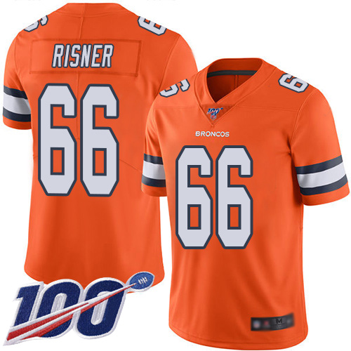 Men Denver Broncos 66 Dalton Risner Limited Orange Rush Vapor Untouchable 100th Season Football NFL Jersey